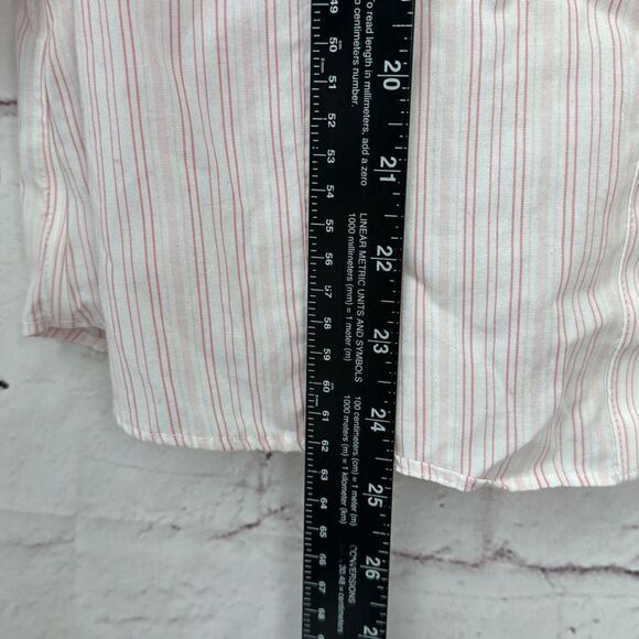 Eddie Bauer Shirt Womens Large Button Up Striped Stretch Wrinkle Resistant Pink - Picture 6 of 8